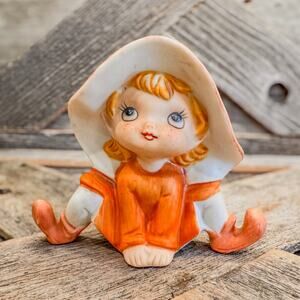 1970’s Vintage Ceramic Bisque Pixie Elf Figurine by Homco #5213-Whimsical, Fairy
